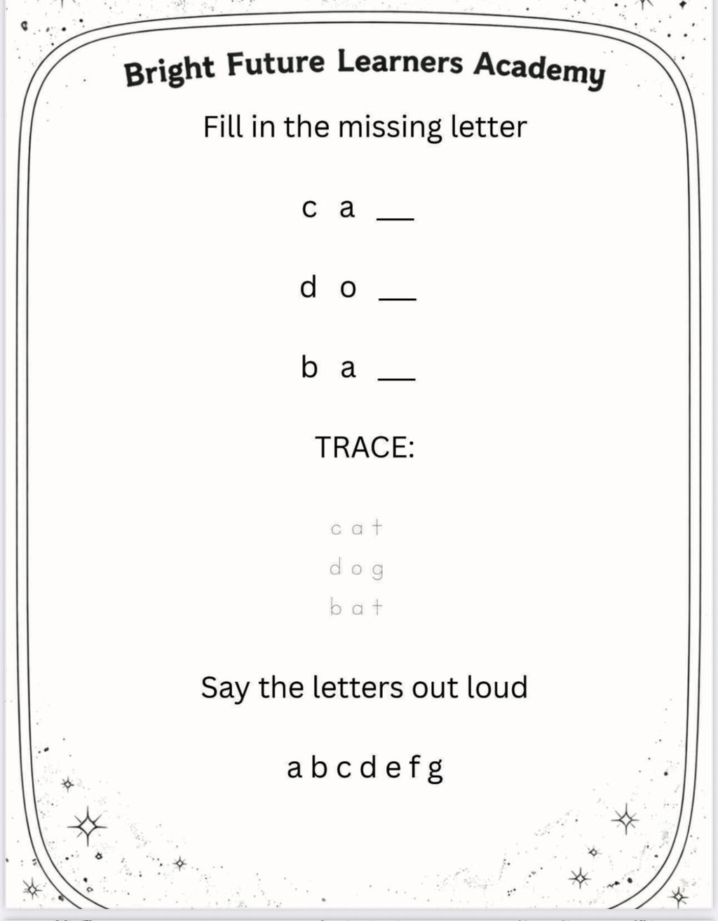My First Letter and Words Workbook (digital download)