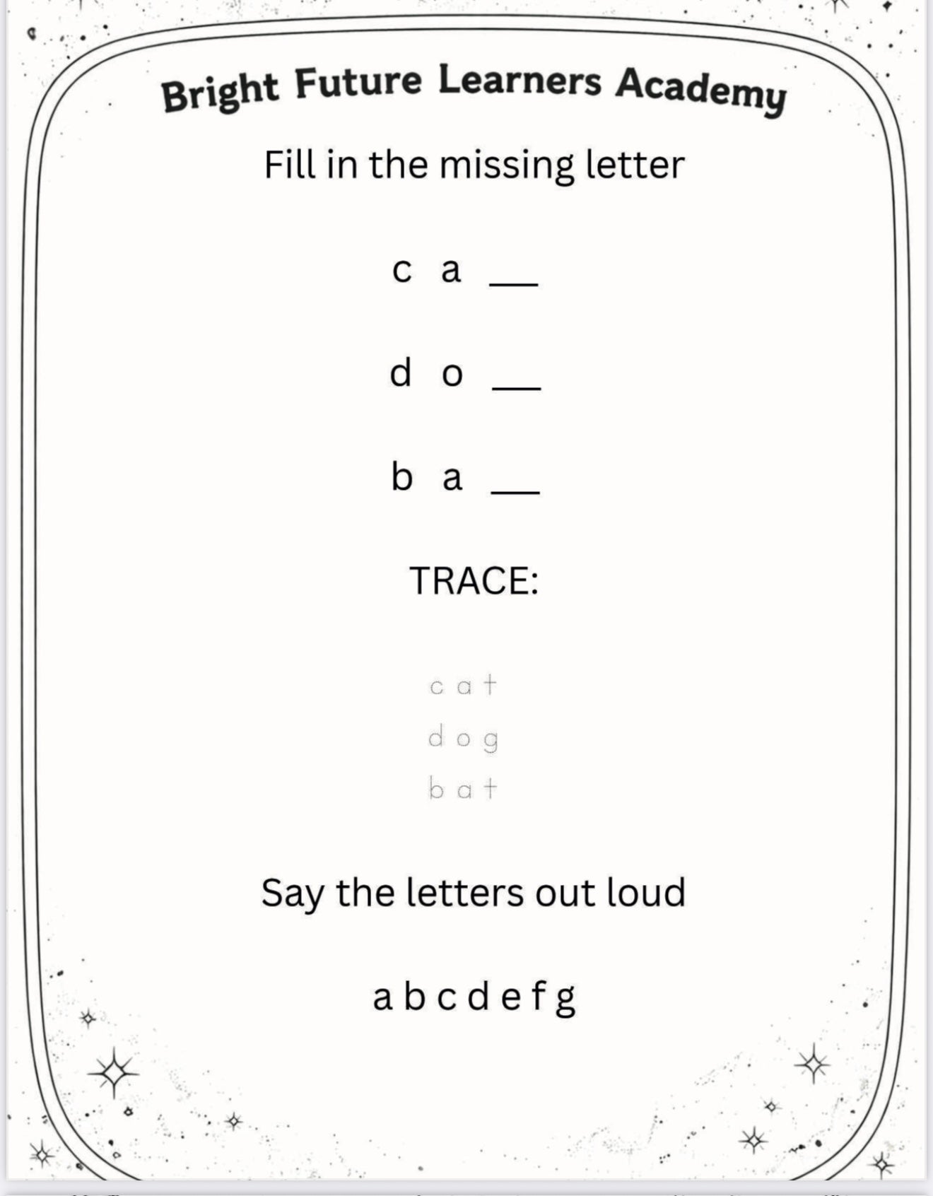 My First Letter and Words Workbook (digital download)